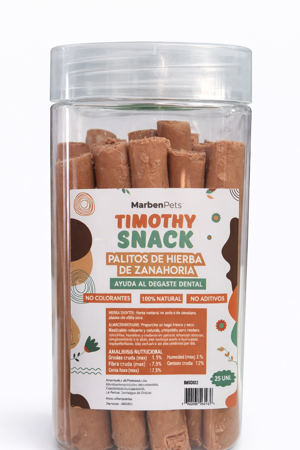 Palitos de hierba con zanahoria 25 unidades snack natural para conejos