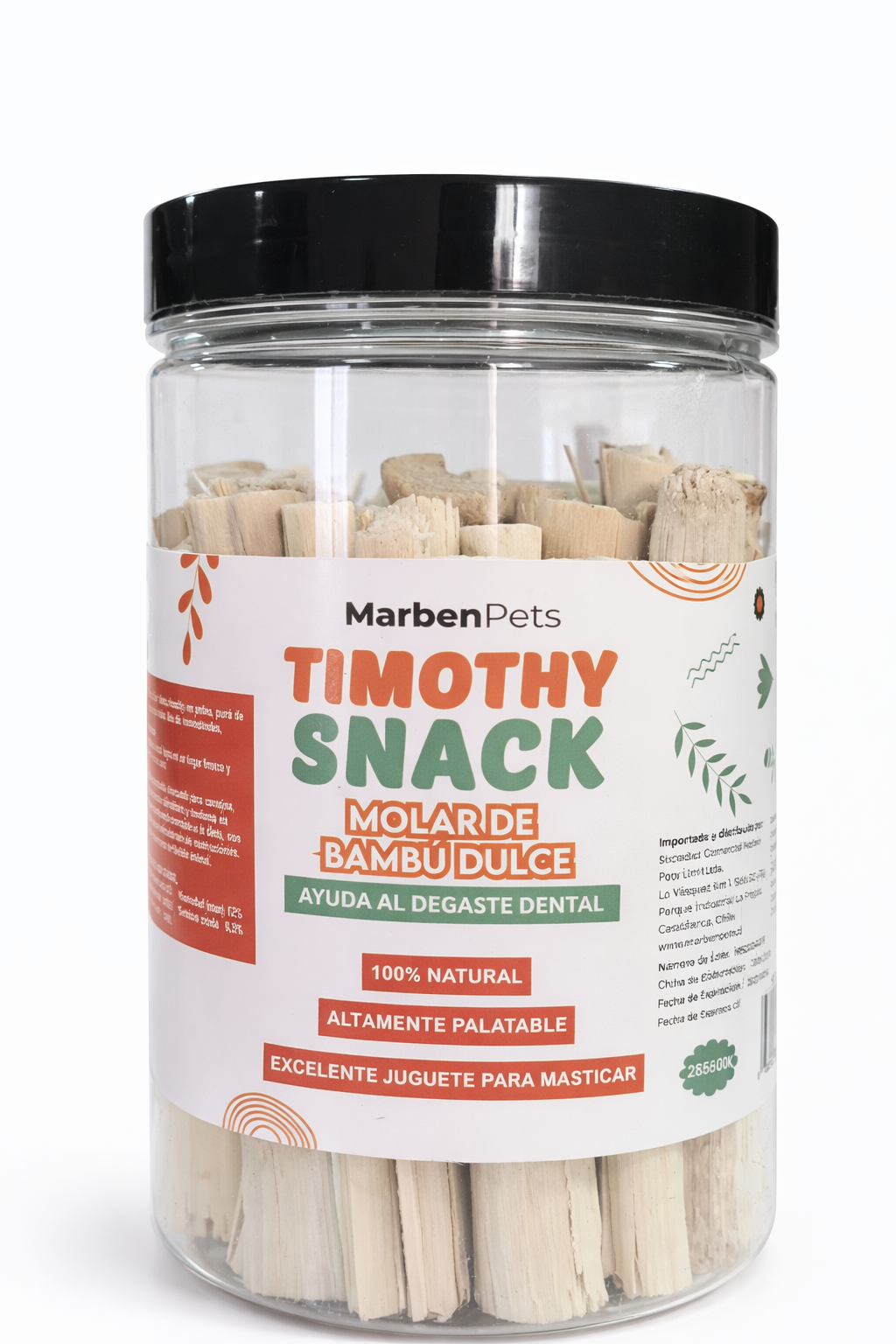 MarbenPets Timothy Snack Molar de Bambú Dulce 100% natural para desgaste dental en conejos