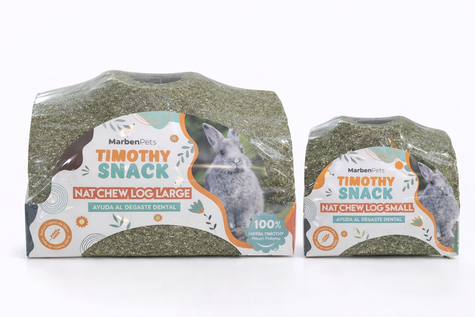 Troncos y túneles comestibles de hierba Timothy para conejos